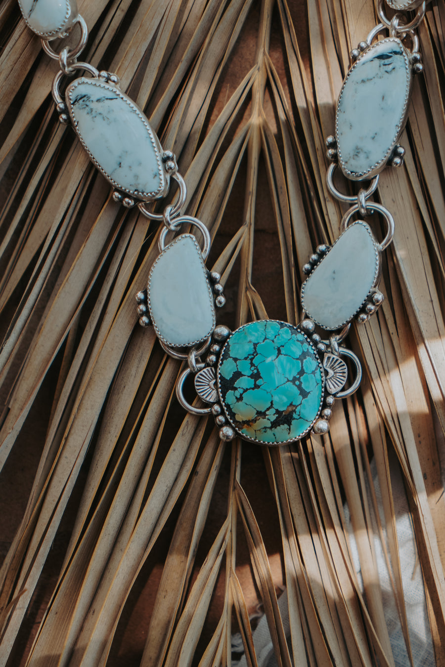 Statement Choker in Giraffe Turquoise & White Buffalo