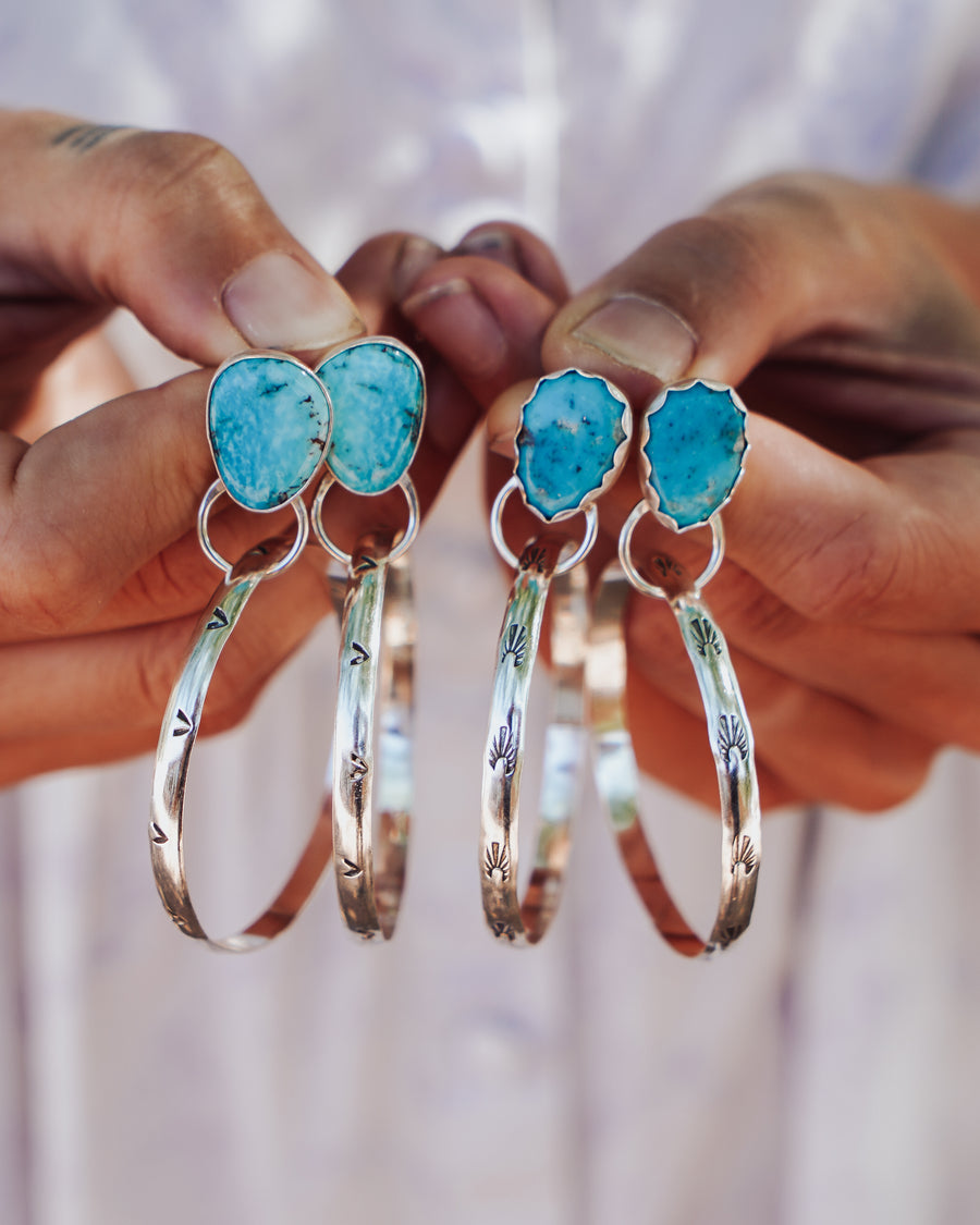 Stud Hoop Earrings in Sonoran Gem Turquoise