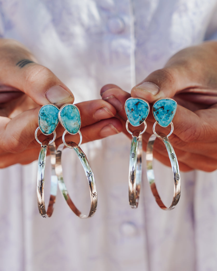 Stud Hoop Earrings in Sonoran Gem Turquoise