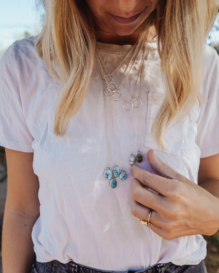 The Dainty Lariat in Golden Hills Turquoise