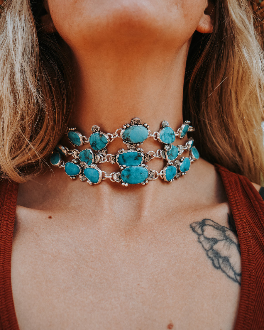 Adjustable Statement Choker in Sonoran Gem Turquoise