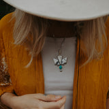 Statement Pendant in White Buffalo & Kingman Turquoise