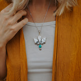 Statement Pendant in White Buffalo & Kingman Turquoise