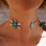 Boho Neck Cuff in Moonstone + Nacozari & Kingman Turquoise