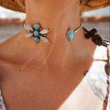 Boho Neck Cuff in Moonstone + Nacozari & Kingman Turquoise
