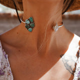Boho Neck Cuff in Hubei + Golden Hills Turquoise & Rainbow Moonstone