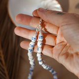 Porcelain Bead Necklace w/ Coral or Freshwater Pearl