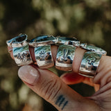 Wide Band Traveler Ring in Scenic Agate w/ 14k Gold-Fill Prong (Size 8.75)