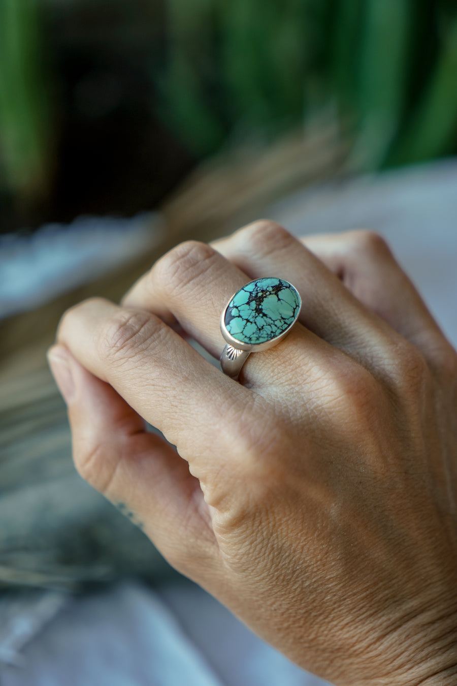 Horizontal Ring in Hubei Turquoise (Size 9.25)