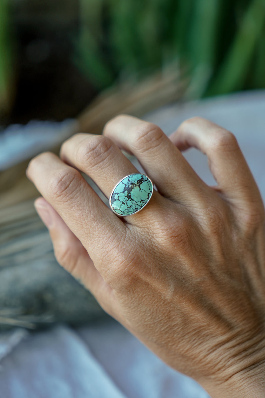 Horizontal Ring in Hubei Turquoise (Size 9.25)