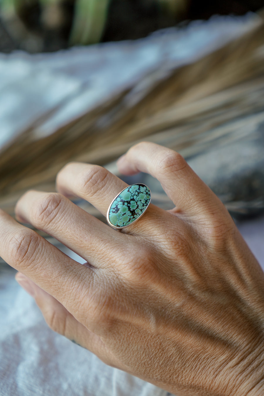 Horizontal Ring in Hubei Turquoise (Size 6.5)