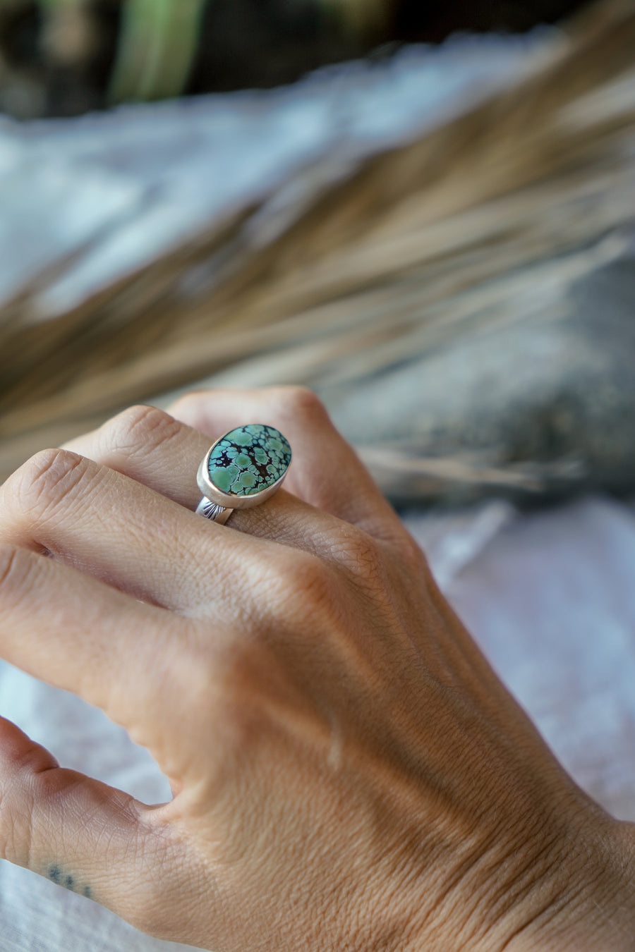 Horizontal Ring in Hubei Turquoise (Size 6.5)