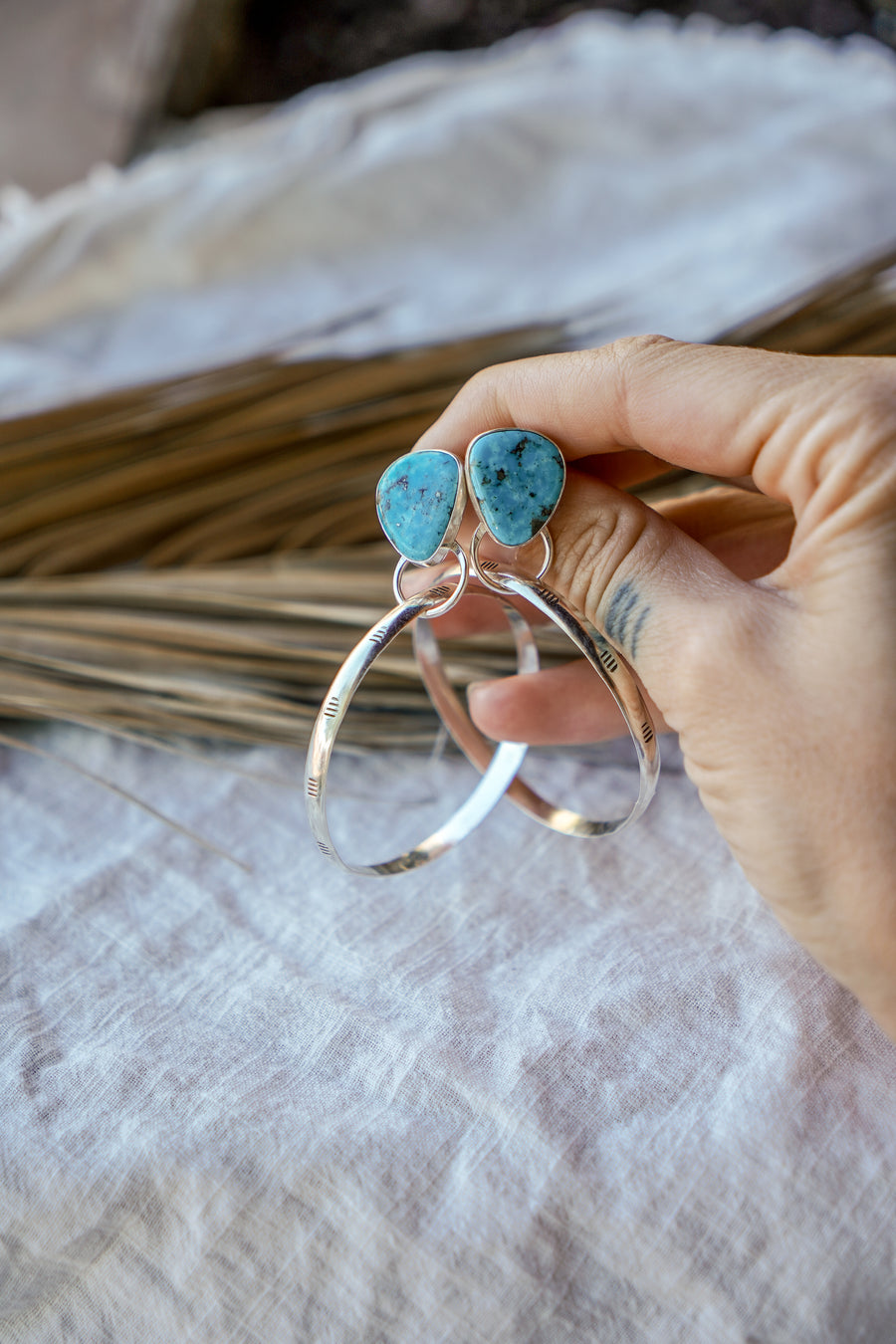 Stud Hoop Earrings in Sonoran Gem Turquoise