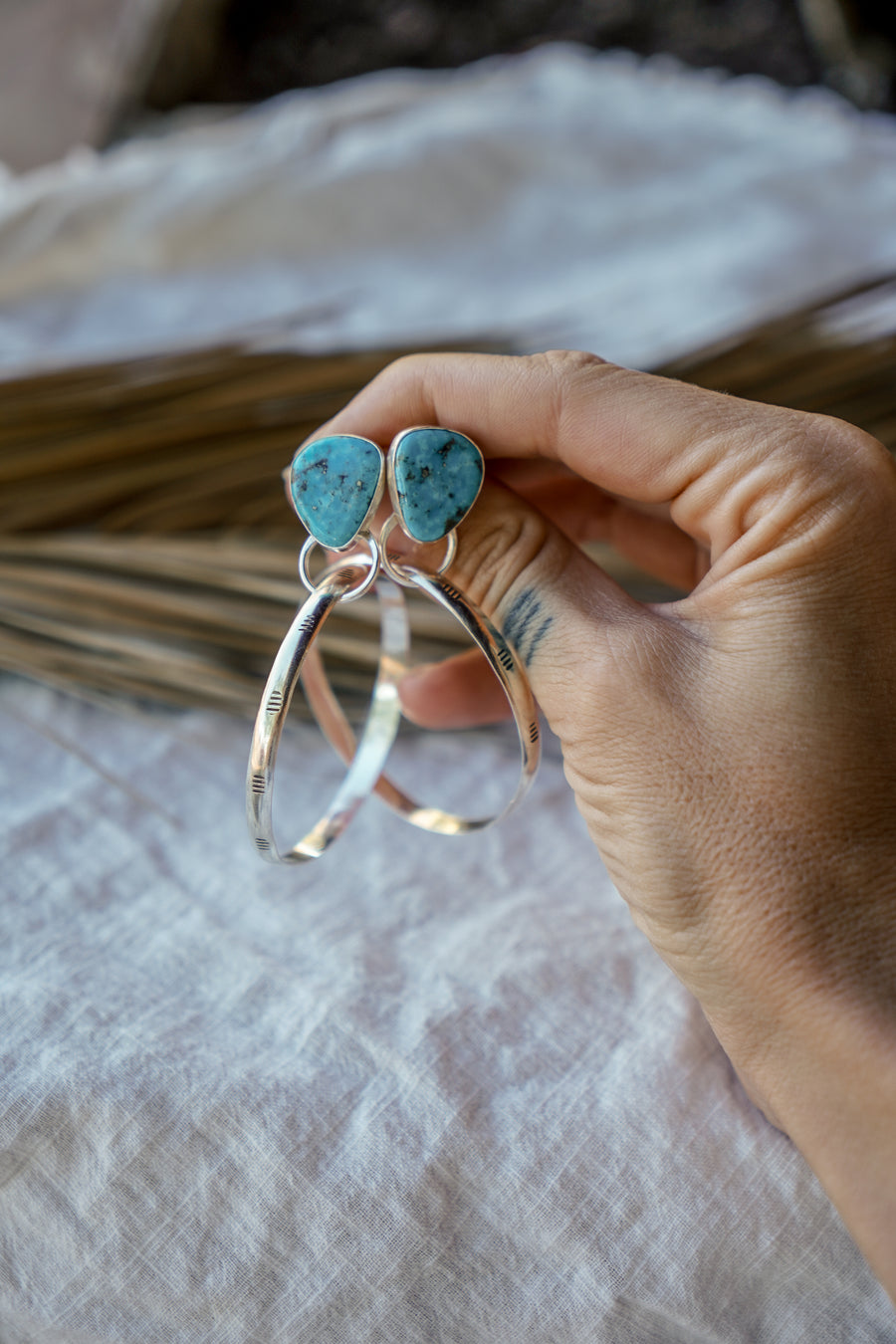 Stud Hoop Earrings in Sonoran Gem Turquoise