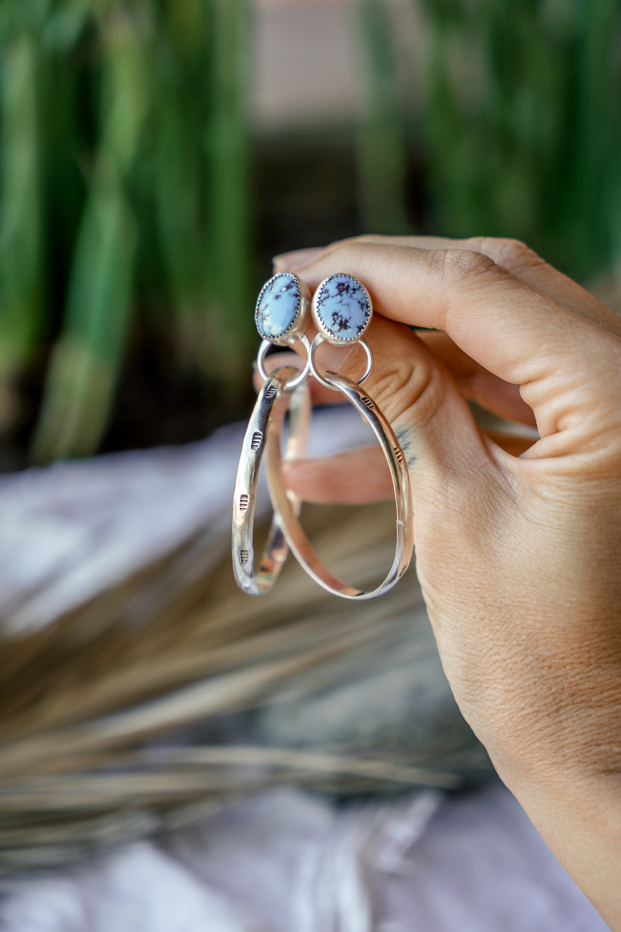 Stud Hoop Earrings in Golden Hills Turquoise