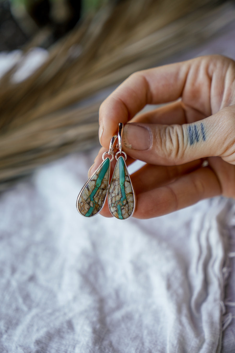 Horseshoe Drops in Royston Ribbon Turquoise