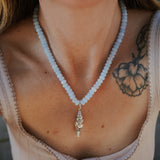 The Spire Shell Necklace in Aquamarine