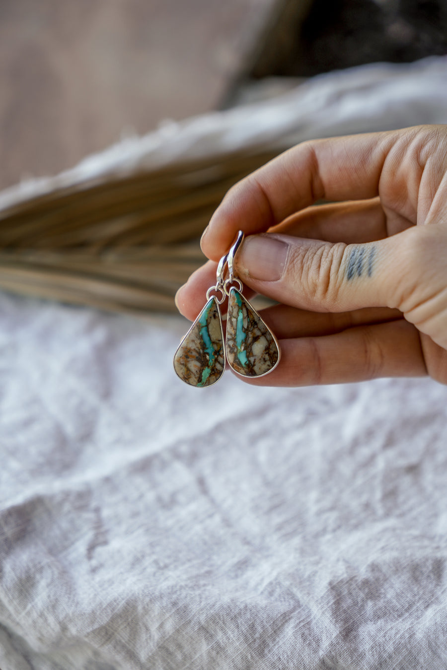 Horseshoe Drops in Royston Ribbon Turquoise