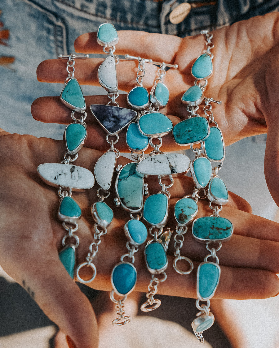 The Stepping Stone Bracelet in White Buffalo & Campitos Turquoise