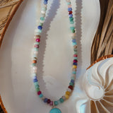 Rainbow Bead Necklace w/ Carico Lake Turquoise