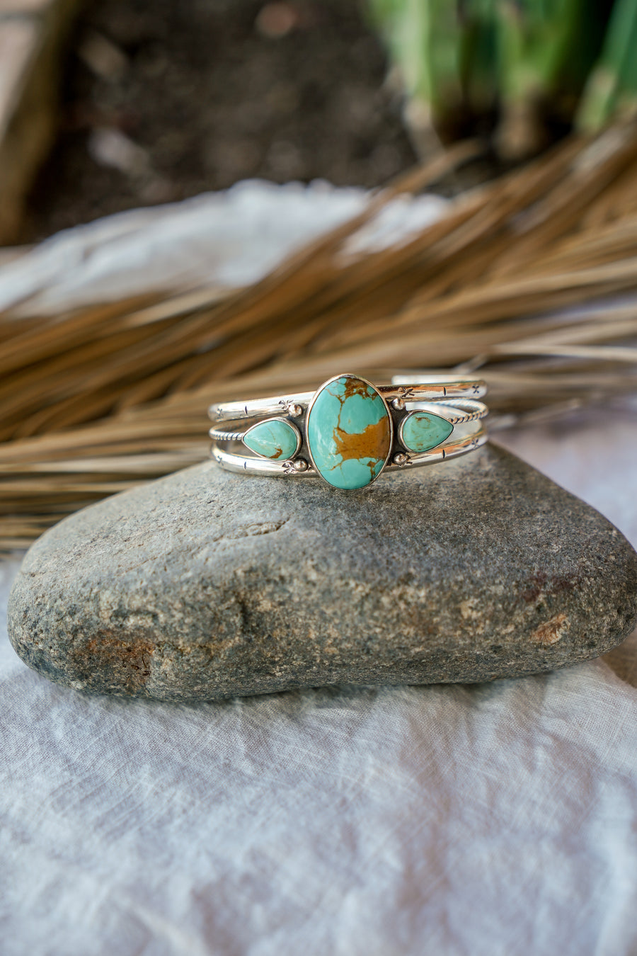 The Agave Cuff in Kingman Turquoise