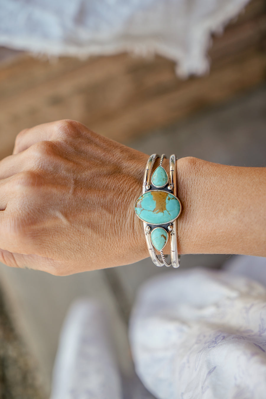 The Agave Cuff in Kingman Turquoise