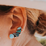Ear Crawler + Stud Combo in Boulder Opal Doublet, Campitos, & Hubei Turquoise
