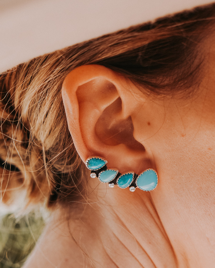 Ear Crawler + Stud Combo in Campitos & Hubei Turquoise