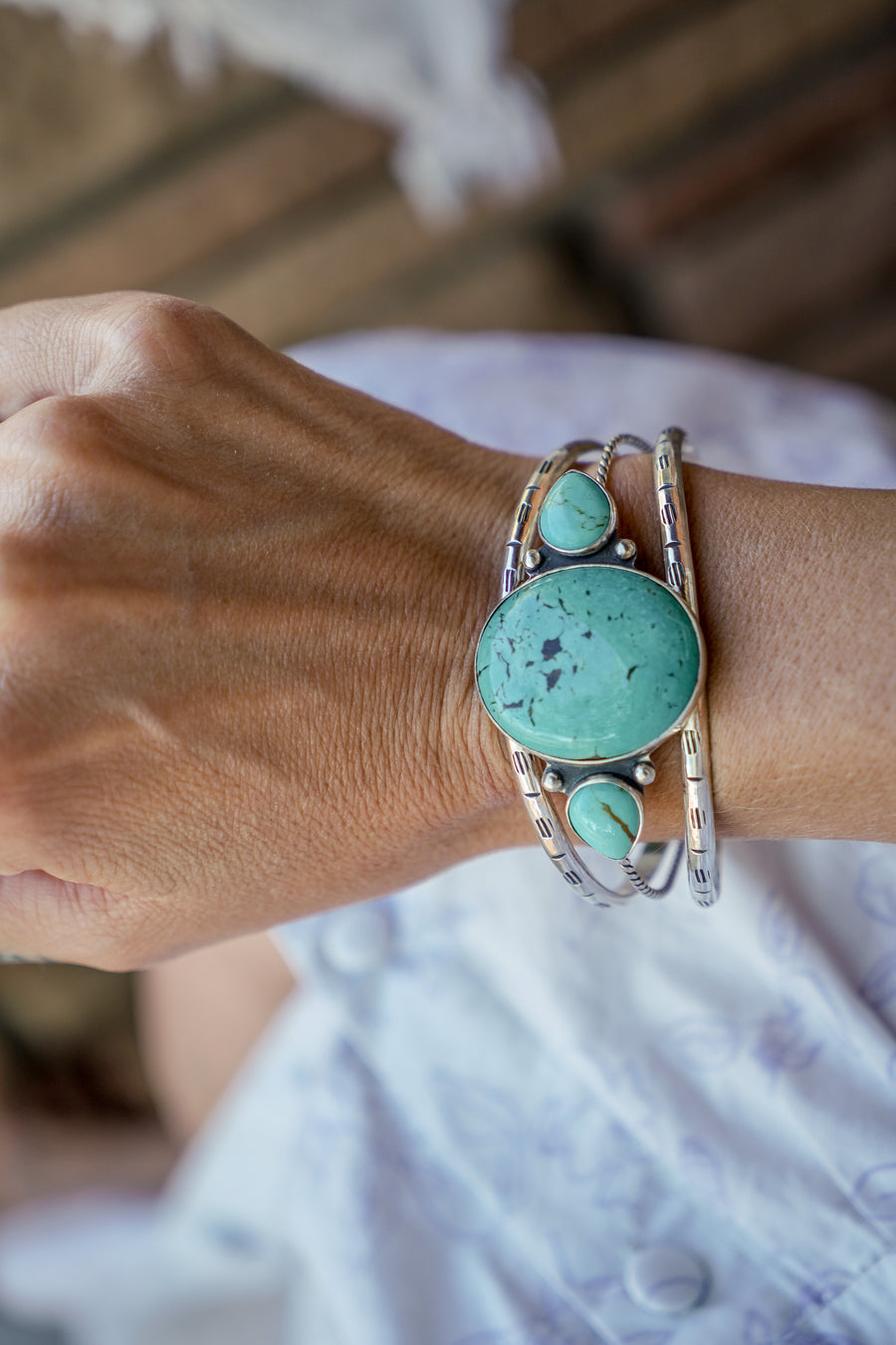 The Agave Cuff in Kingman Turquoise