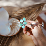 Boho Neck Cuff in Hubei + Golden Hills Turquoise & Rainbow Moonstone