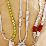 Bead Necklace in Freshwater Pearl, Quartz, & African Shell