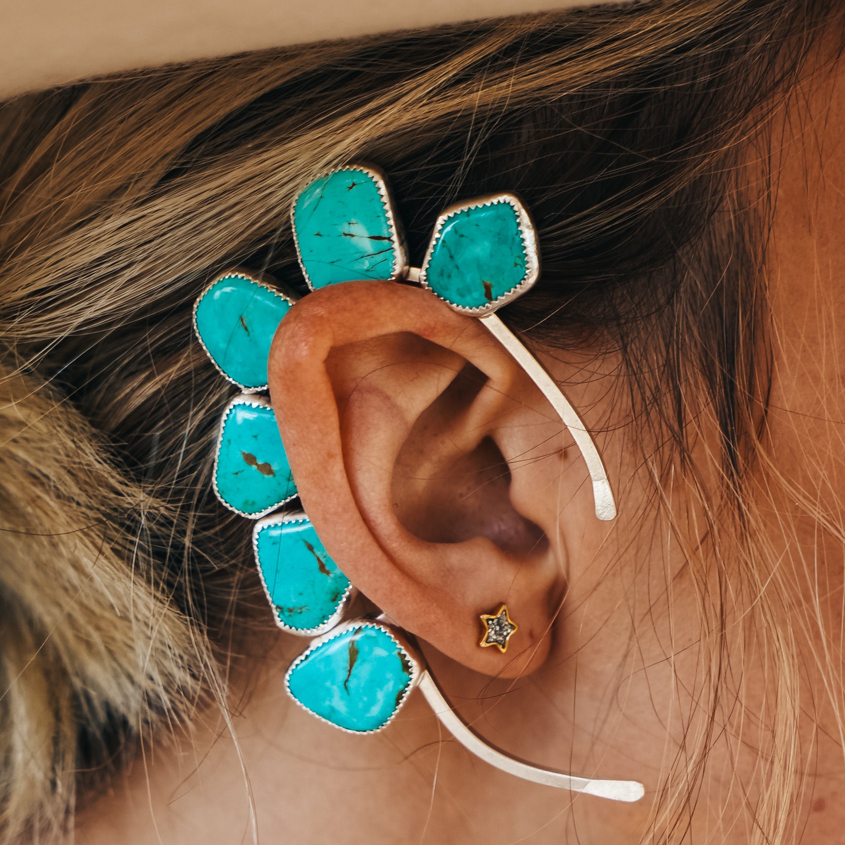 Ear Cuff in Tyrone Turquoise – Golden Road Crafted