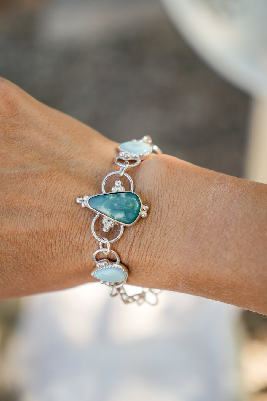Whitewater Turquoise & Sterling Opal Bracelet