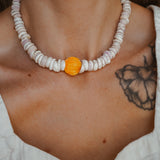 Vintage Puka Shell Necklace with Heishi Shell