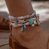 The Fray Baby Anklets in Ocean Jasper + Pearl Beads