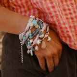 The Fray Baby Anklets in Ocean Jasper + Pearl Beads