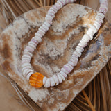 Vintage Puka Shell Necklace with Heishi Shell