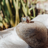 Wide Band Traveler Ring in Scenic Agate w/ 14k Gold-Fill Prong (Size 6.75)