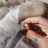 Wide Band Traveler Ring in Scenic Agate w/ 14k Gold-Fill Prong (Size 6.75)