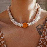 Vintage Puka Shell Necklace with Heishi Shell
