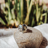 Wide Band Traveler Ring in Scenic Agate w/ 14k Gold-Fill Prong (Size 9.25)