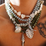 The Spire Shell in Jade + Mother of Pearl Chain