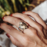 Wide Band Traveler Ring in Scenic Agate w/ 14k Gold-Fill Prong (Size 9.25)