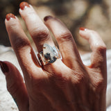 Wide Band Traveler Ring in Scenic Agate w/ 14k Gold-Fill Prong (Size 8.75)