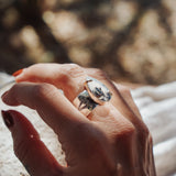 Wide Band Traveler Ring in Scenic Agate w/ 14k Gold-Fill Prong (Size 8.75)