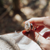 Wide Band Traveler Ring in Scenic Agate w/ 14k Gold-Fill Prong (Size 7.25)