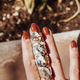 Wide Band Traveler Ring in Scenic Agate w/ 14k Gold-Fill Prong (Size 6.75)