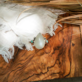 Rainbow Moonstone Ring with Lone Mtn Turquoise (Size 8)