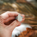 Rainbow Moonstone Ring with Lone Mtn Turquoise (Size 8)