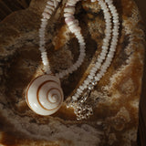 Vintage Puka Shell Necklace with Quartz & Shiva Eye Shell